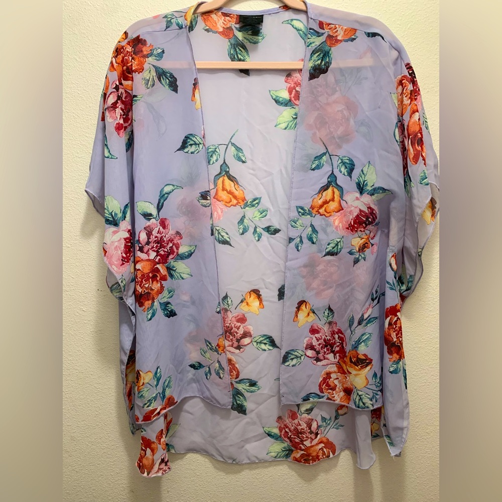 Sheer floral kimono